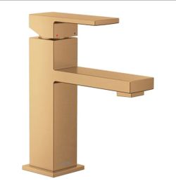 Meon Revyl Bronzed Gold Single hole 1-handle WaterSense Mid-arc Commercial/Residential Handle Bathroom