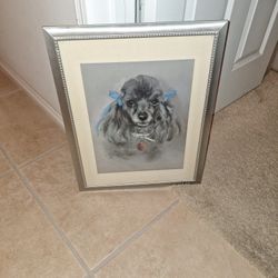 Silver POODLE vintage (I Think A Pastel ) 16"x18"