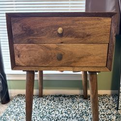 Wood Nightstand – 2 Drawers
