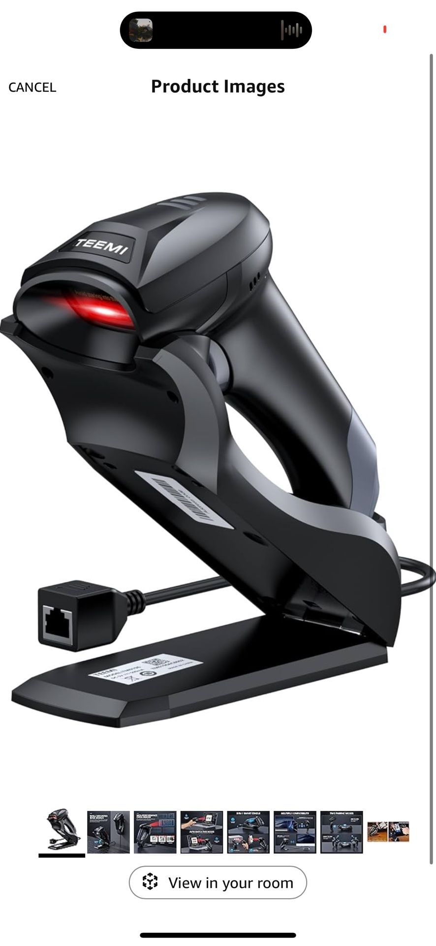 TEEMI TMSL-56CR QR Bluetooth Barcode Scanner with Wall Mountable USB Charging Cradle, 1D 2D Wireless Reader CMOS Screen Scanning PDF417 Data Matrix Su