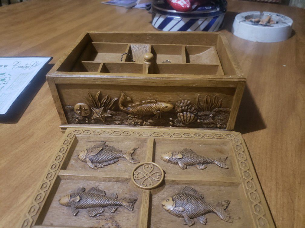 Vintage Fish Wood Box 