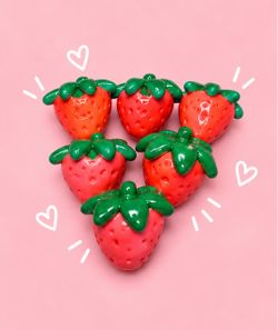 Handmade Strawberry Clay Keychain 🍓