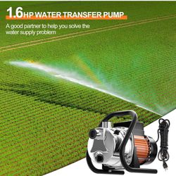 1.6HP Portable Water Transfer Pump 1200GPH Shallow Well Pump Garden Booster Sprinkler Pumps for Irrigation Lawn Farm Water Removal