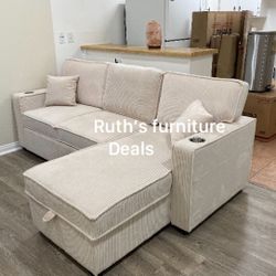 2-Pc Sectional Sofa Reversible Chaise With Storage 