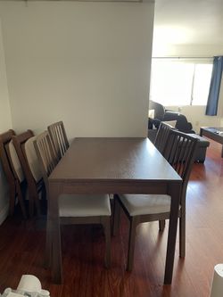 Extendable Dining Table + 4 Chairs – Dark Brown