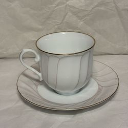 Mikasa Prelude fine china flat cup and saucer set