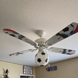 ⚽ Soccer Ceiling Fan with Light – Kids Room Perfect!