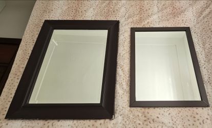 Set of 2 Black Framed Beveled Wall Mirrors. Pre-owned