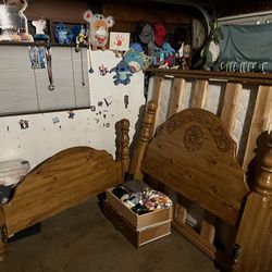 Queen size bed frame and mattress with topper