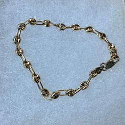 New 7inch 4.5mm Puffed Anchor Mariner Bracelet 14K Yellow Gold Over 925 Sterling Silver