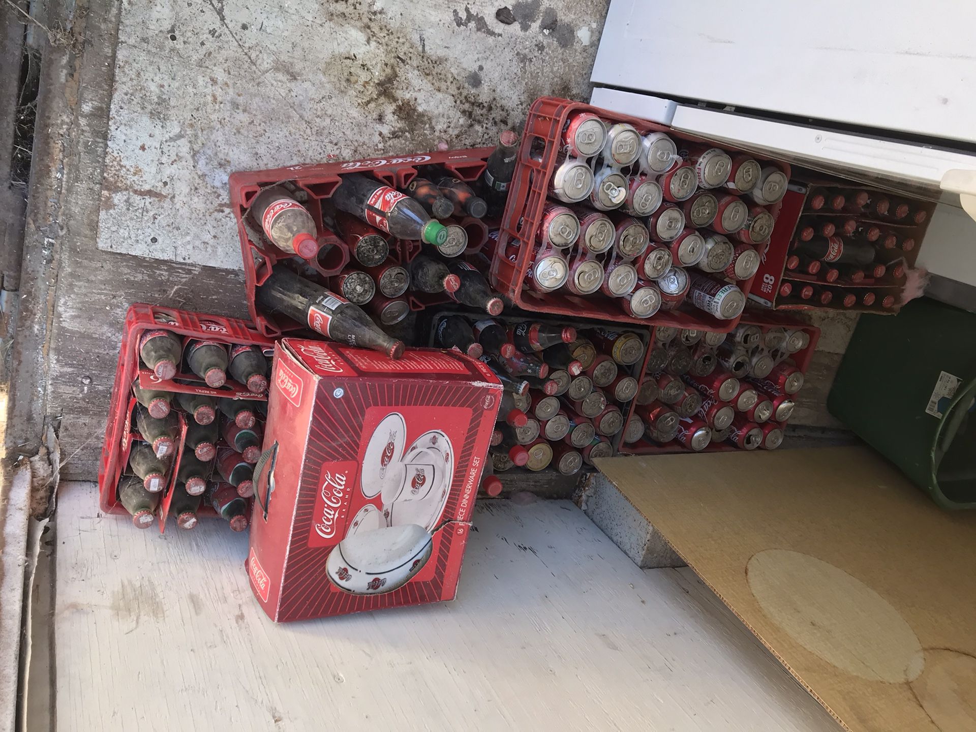 Seven cases of old Coca-Cola bottles