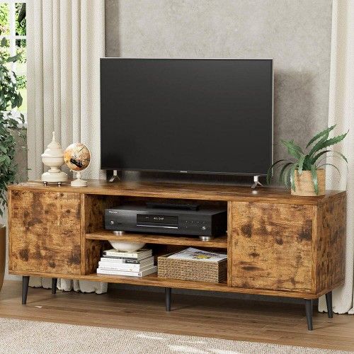 58 in. Modern Simplicity TV Stand Rustic Brown Media Console Fits TV's up to 65 in.