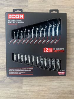 ICON 12-Piece Metric Flex Ratcheting Wrench Set