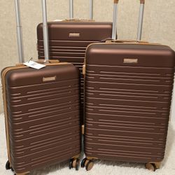 Luggage 3-Piece Set Hard Shell Spinner Suitcase Brown