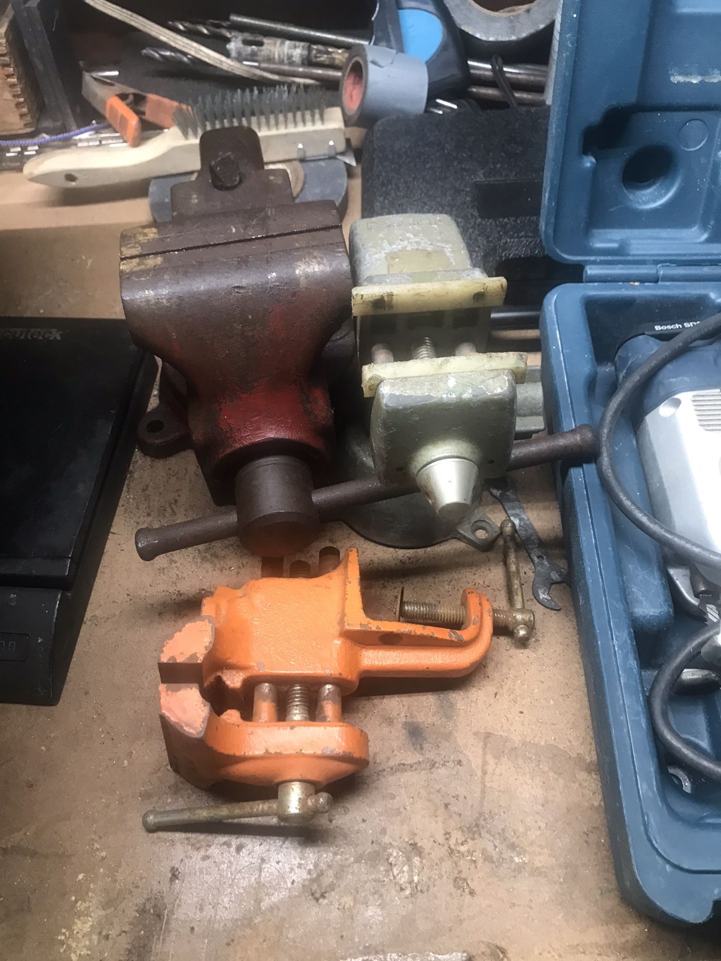 Dewalt Sawzall W/case$45,sabre Saw Sander,corded Angle Grinder $25 Each Vices$15-$65