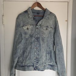 Men's Large Denim Trucker Jacket Blue Flex
