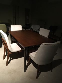 New dining set- Square wooden table with 4 beige chairs
