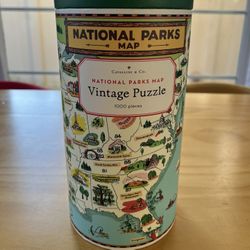 National Parks Map - Vintage Puzzle 1000 Pieces