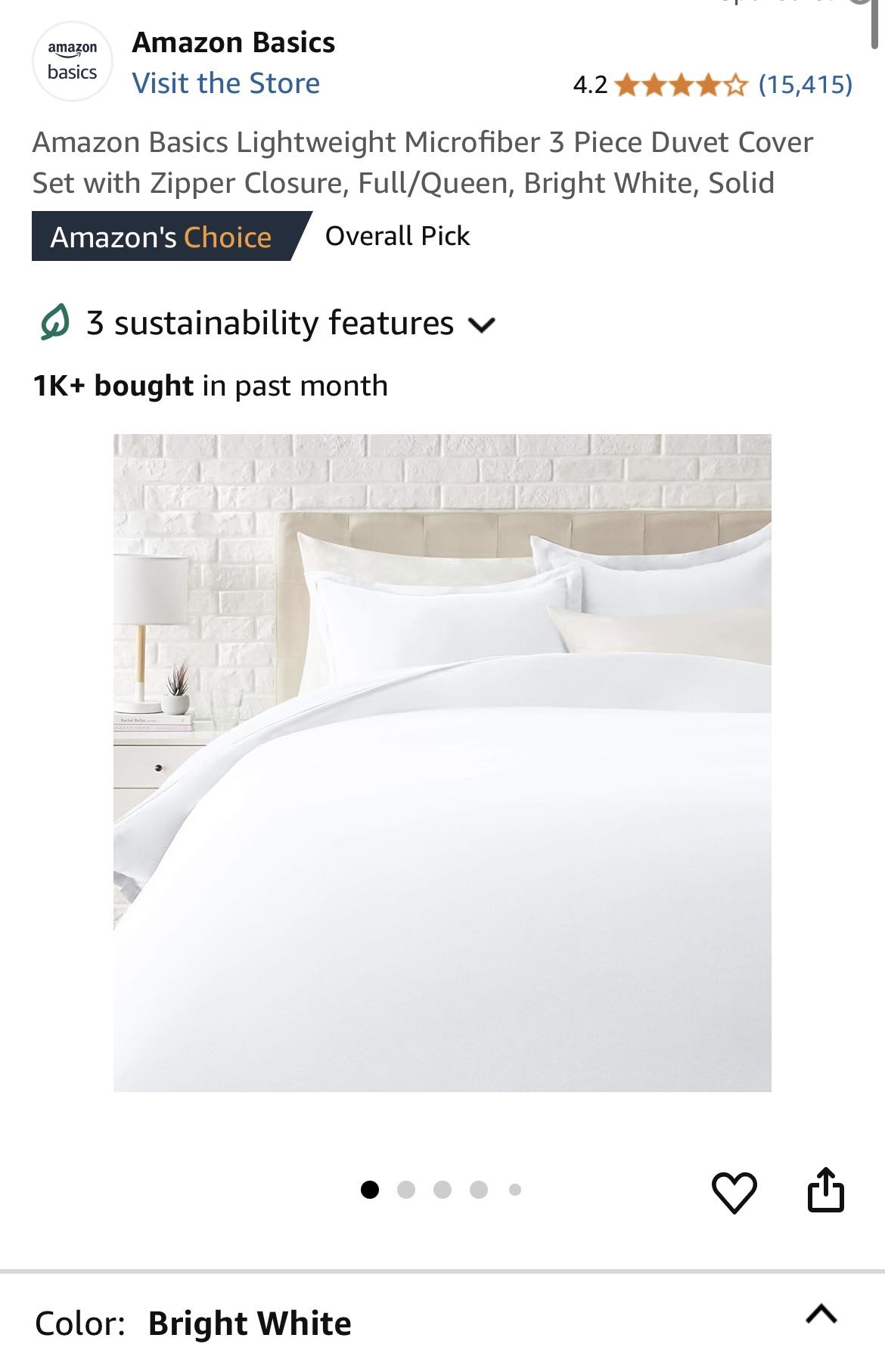White Duvet Set, King Size - Amazon Basics