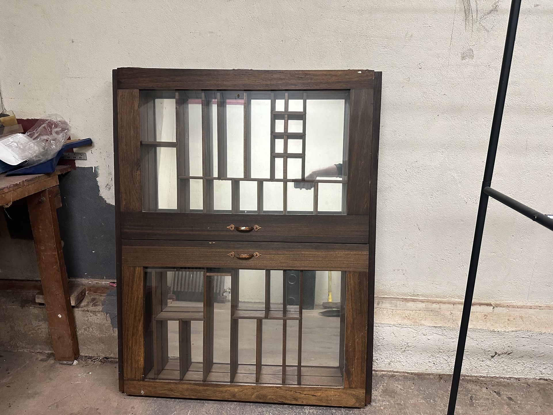 Antique Narrow Mirrored Wall Cabinet
