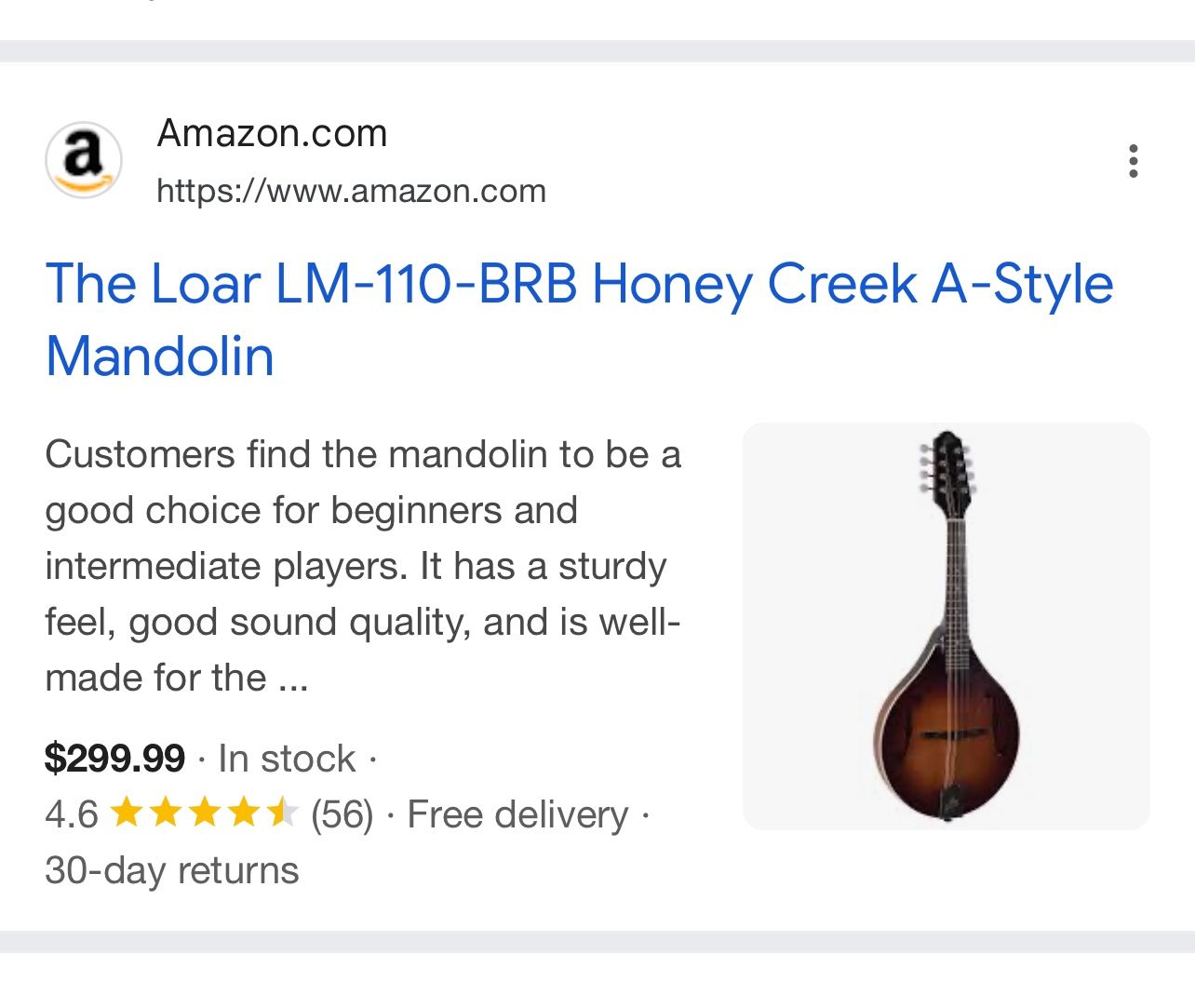 The Loar Lm-110-BRB Honey Creek A-Style Mandolin