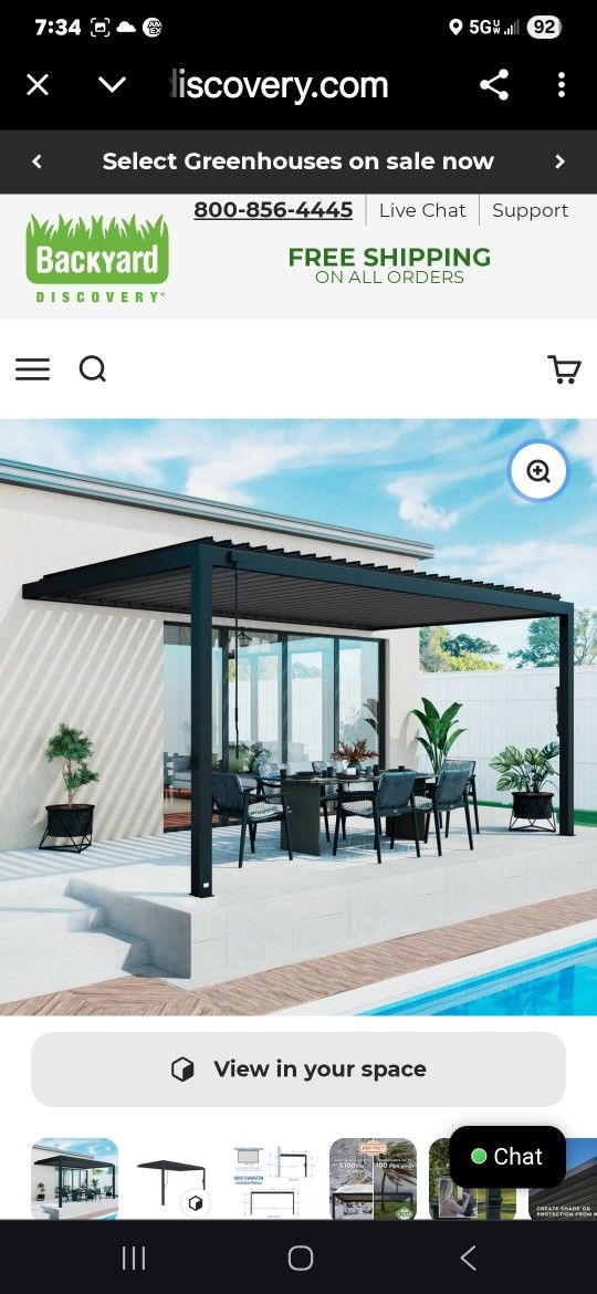 16x10 Evanston Wall Mounted Louvered Pergola