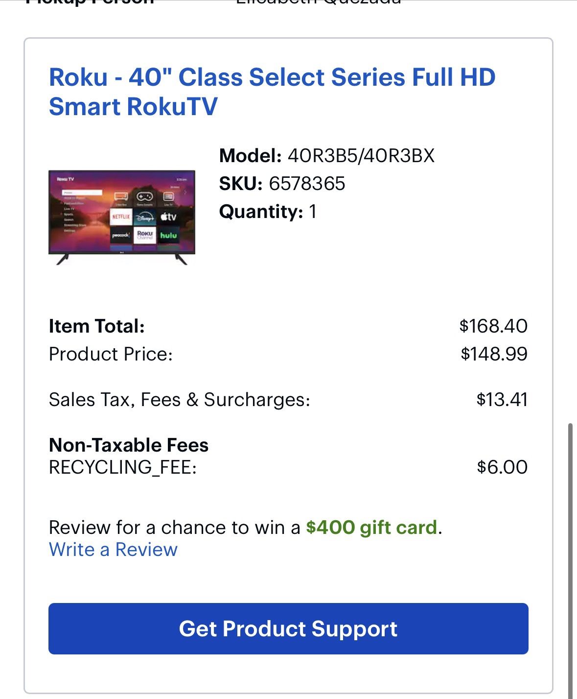 Roku 40” Class Select Series Full HD Smart Tv