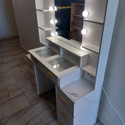 Magic Vanity:  Mirror, Lights, Dimmer, USB, Drawers  Shelves, Cabinet
