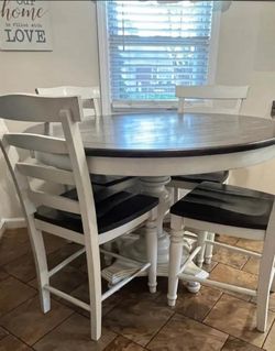 Solid Wood Distressed Farmhouse Counter-Height Dining Set