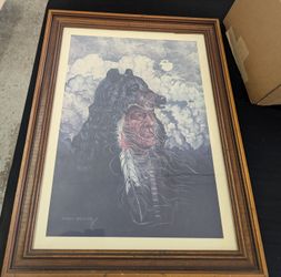 Painting of Native American in Bear Skin