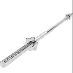 60" Chrome Threaded Barbell Bar 1" Dia With Barbel Collars