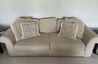 Comfortable Sofa, Loveseat & Chair Set: Neutral Beige. Smoke free/pet free home.
