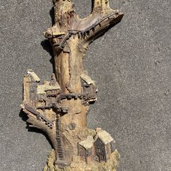 Vtg CLARECRAFT pottery tree treehouse village damaged Wall Hanging Decor  RARE