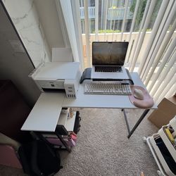 Desk- White Wood L Shaped