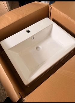 Floating vanity sink with LED Mirror
