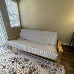 Solid Wood Full Sized Futon Frame and Mattress 