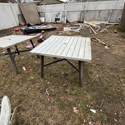 Two piece metal tables