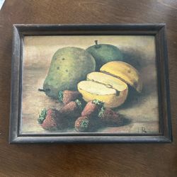 Wooden Framed 70’s Henk Bos Bev Fruit Lithograph 