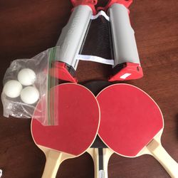 Table Tennis Net With Rackets 