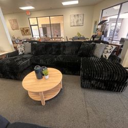 Large Black Corduroy Sectional By Ashley 