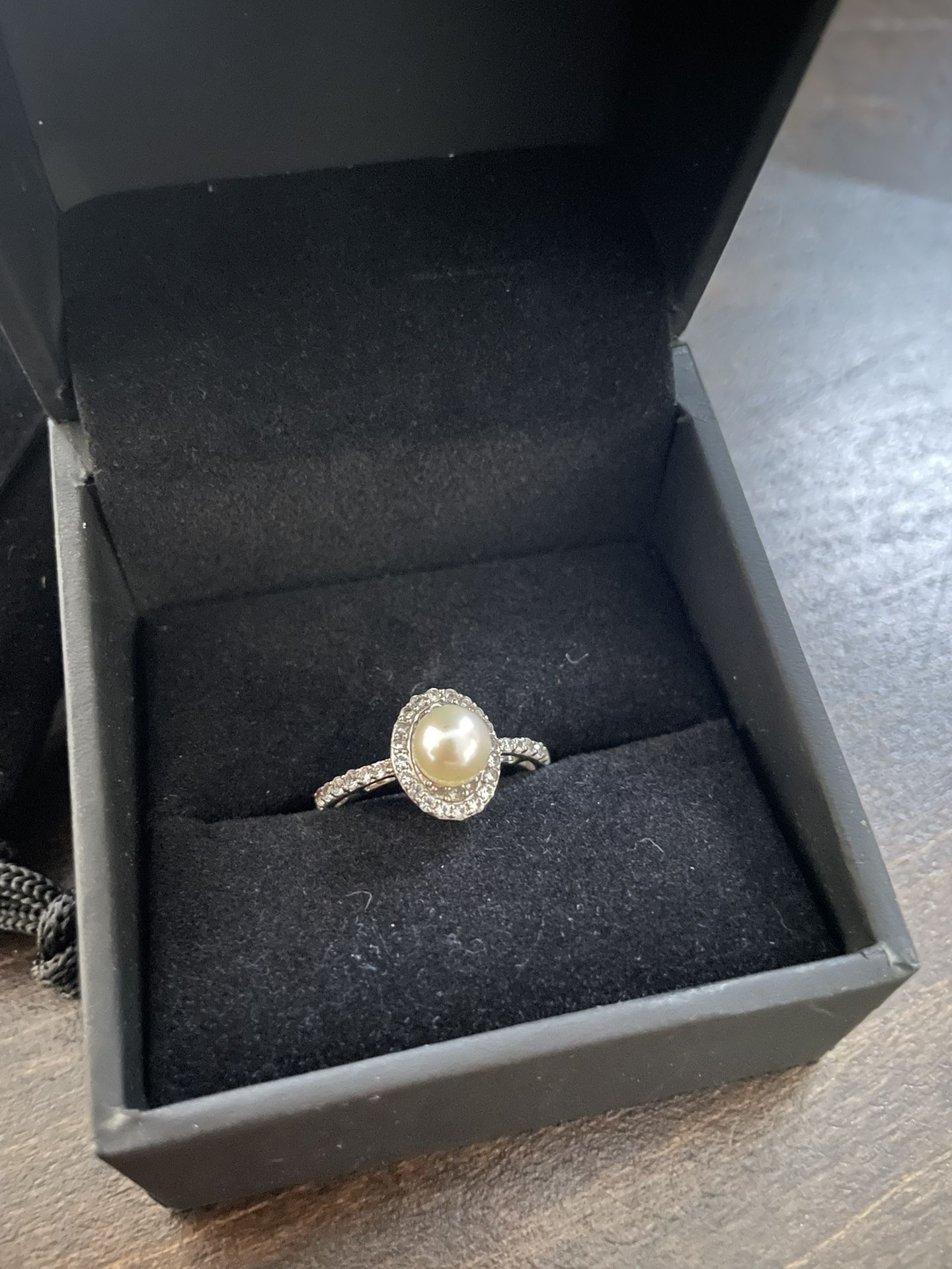 Authentic Pearl & Diamond Ring/Necklace Set