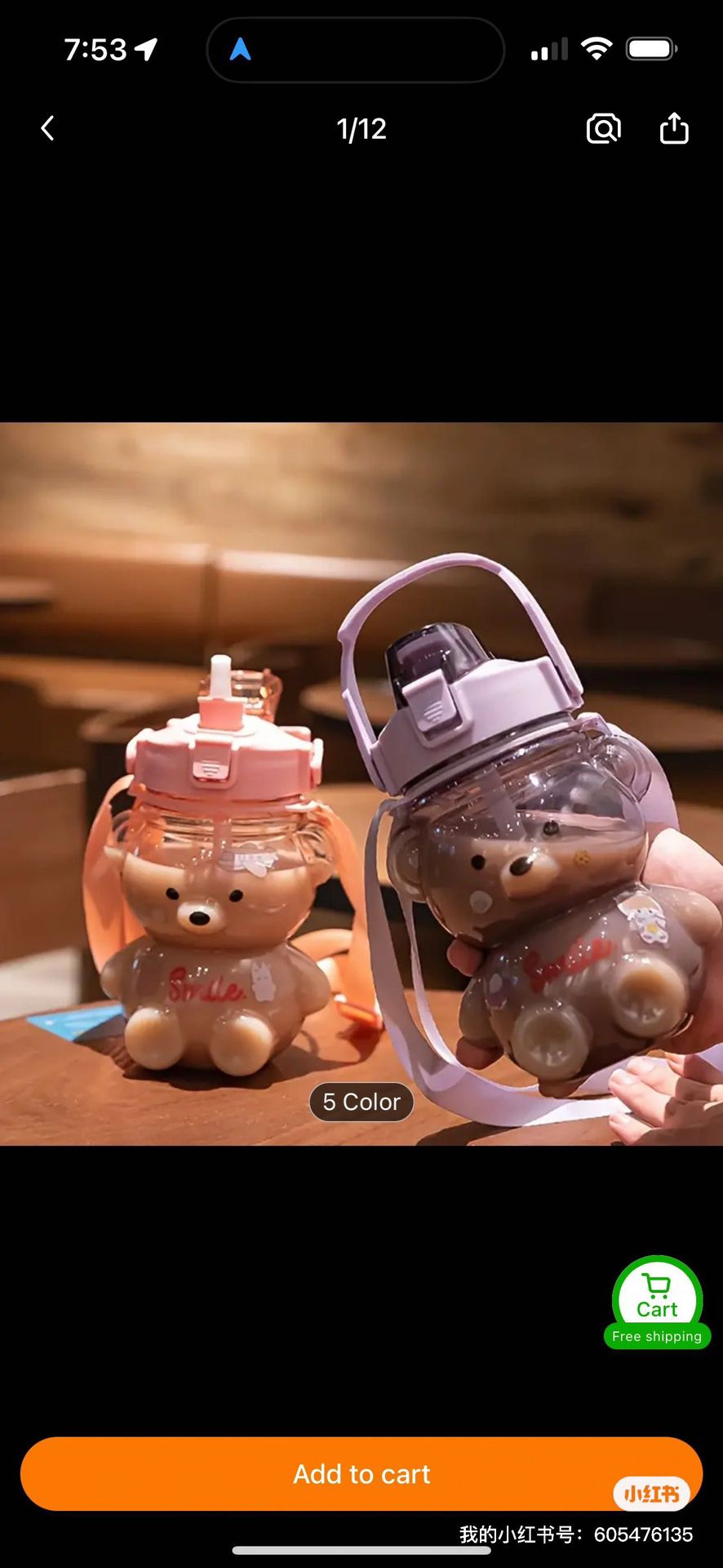 Kids Cute Bear Water Bottle