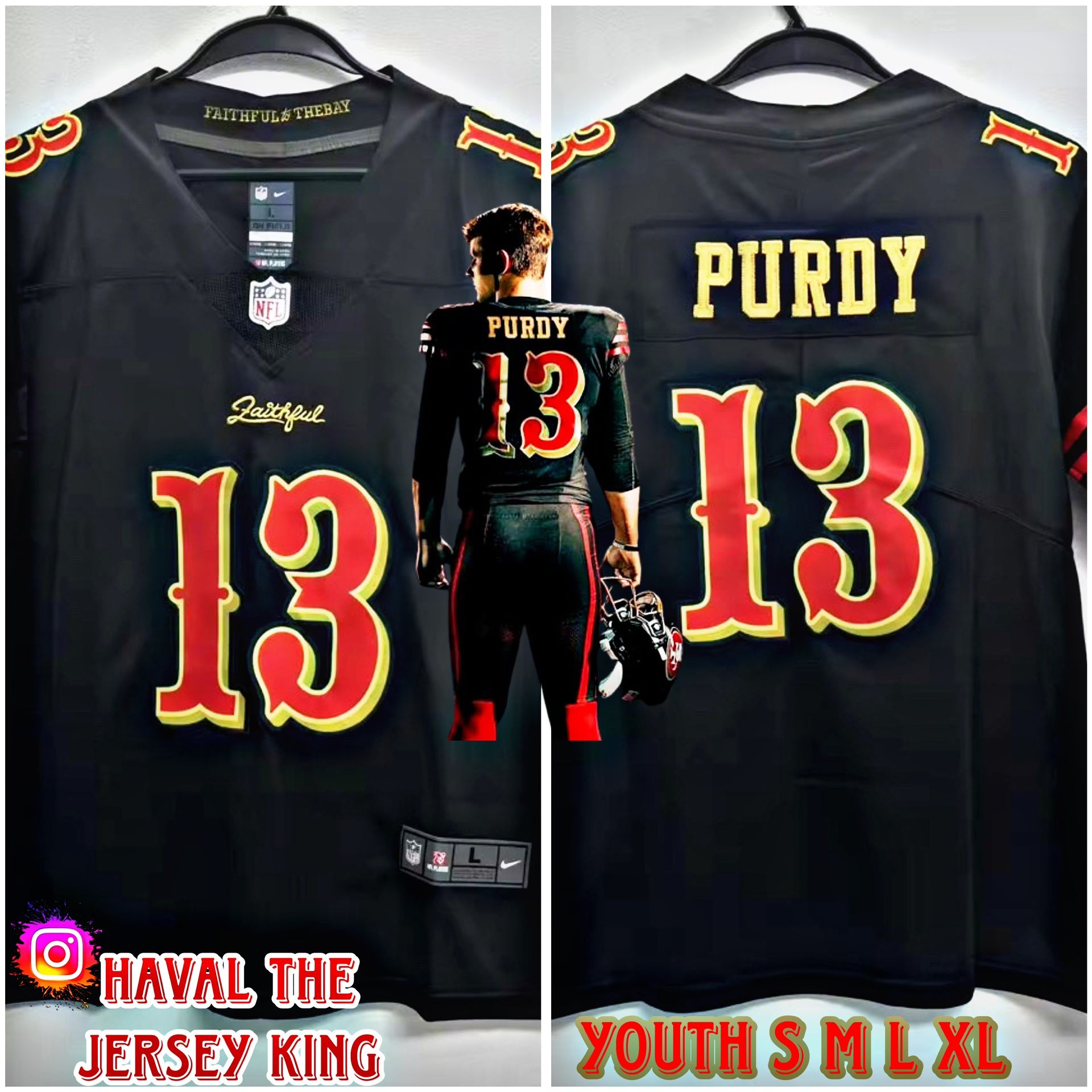 Stitched Youth San Francisco 49ers Brock Purdy Black 2025 Rivalries Game Jersey