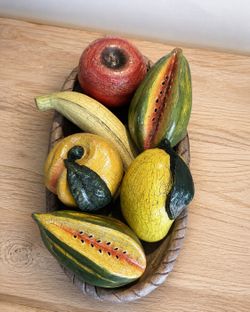 Vintage Handmade Clay Fruit Centerpiece — 7 Pieces