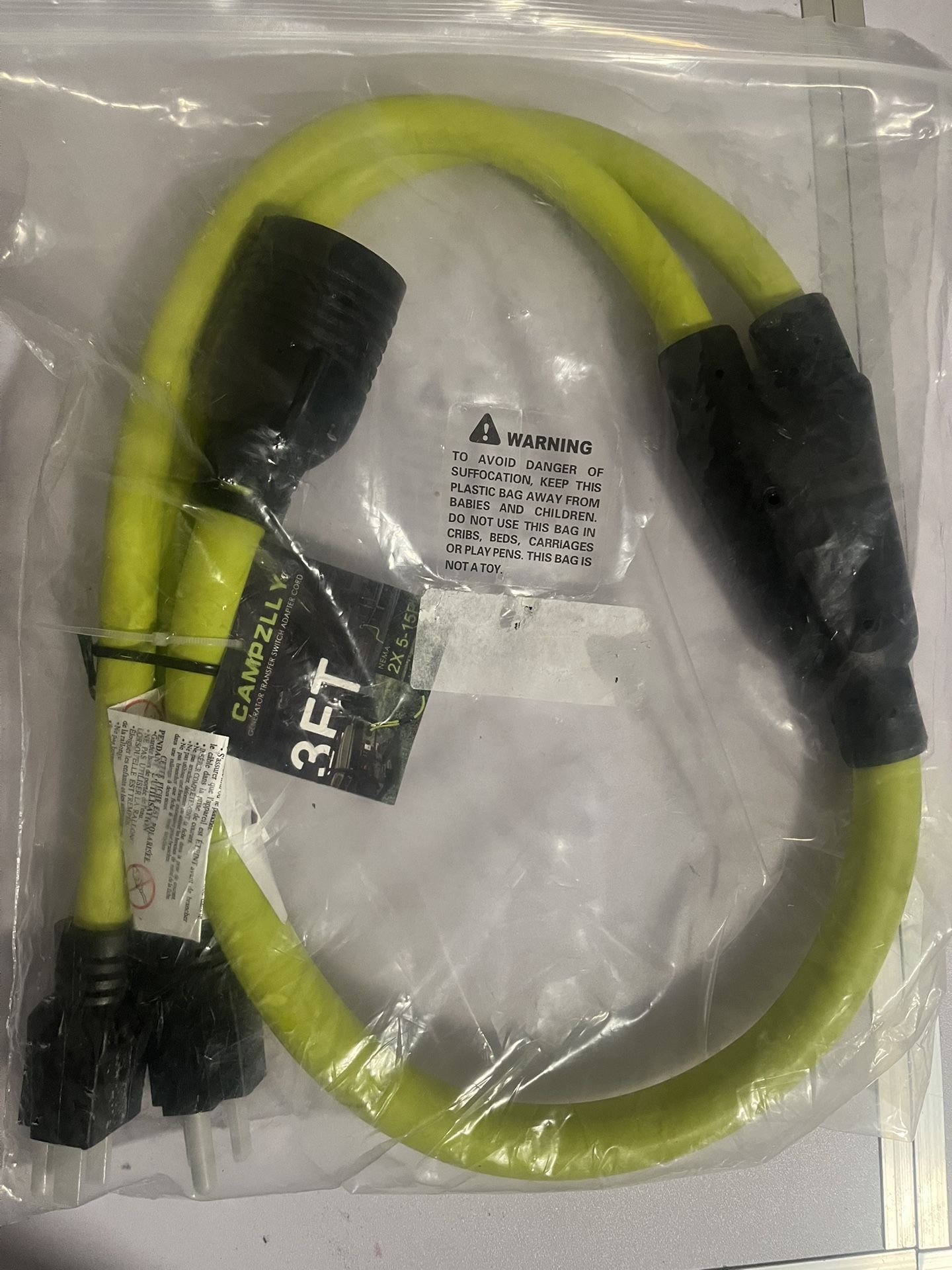Campzllly Generator Adapter Cord 3FT (2x 5-15P to L14-30R) – New. First Serve  Need Gone ASAP 