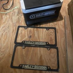 Harley-Davidson Lunch Box And License Plate Frames