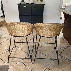 Wicker Counter Height Bar Stools Set Of 2
