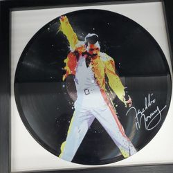 Freddy Mercury Signed Vinyl Record With Picture Framed