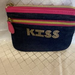 Make Up Bag Pouch~ Denim Jeans Kiss Bag