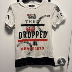 Citadium Men's White Black Red Graphic Cotton Crew Neck Short Sleeve T-Shirt S